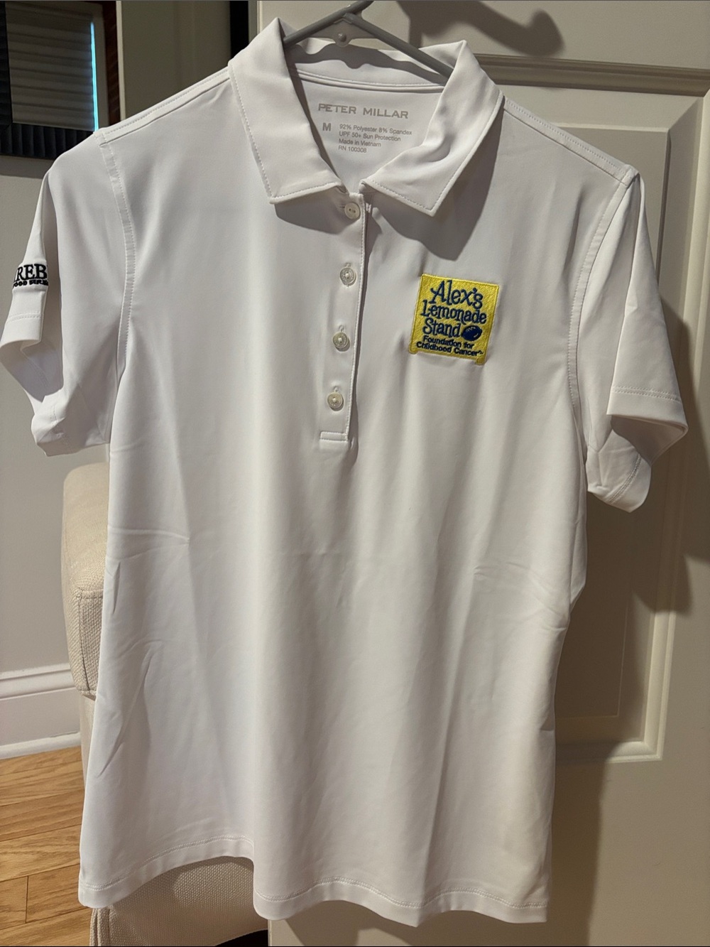 NWT Peter Millar White Women's Golf Polo with Logos Size M
